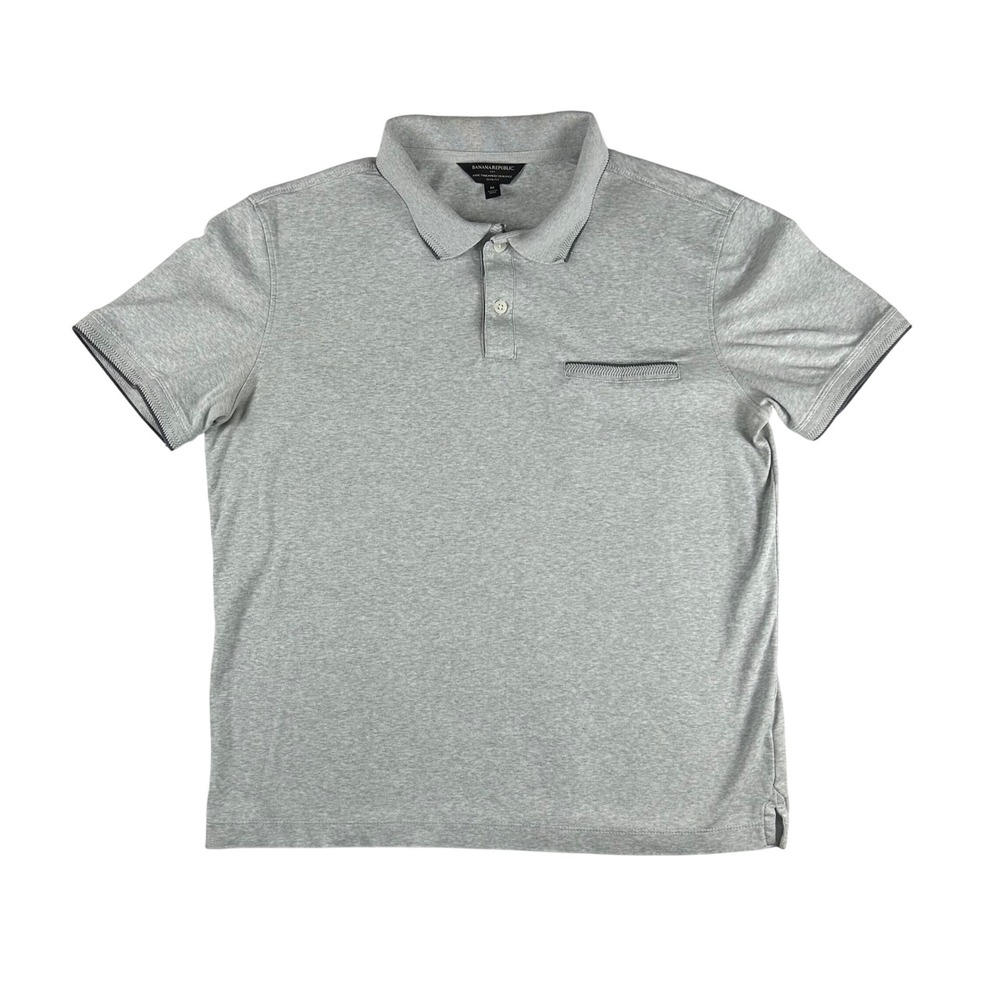 Banana Republic Luxe Touch Performance Polo Shirt Mens Medium Gray Slim Fit